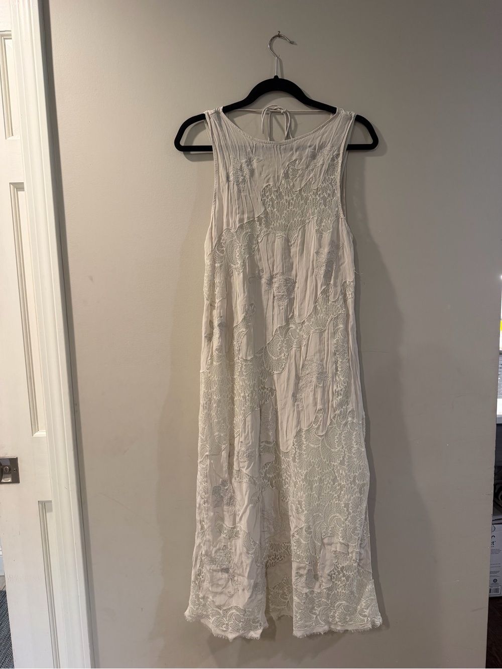 Free People Cream Lace-Panel Sleeveless Midi Dress - Picture 3 of 4